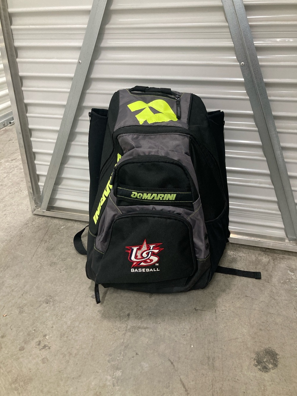 Men’s Baseball Backpack - Black & Gray with Neon Yellow Accents